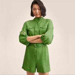 Mango Green Linen Romper NEW